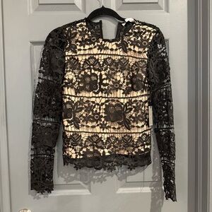 Lovers + Friends Black Lace Blouse